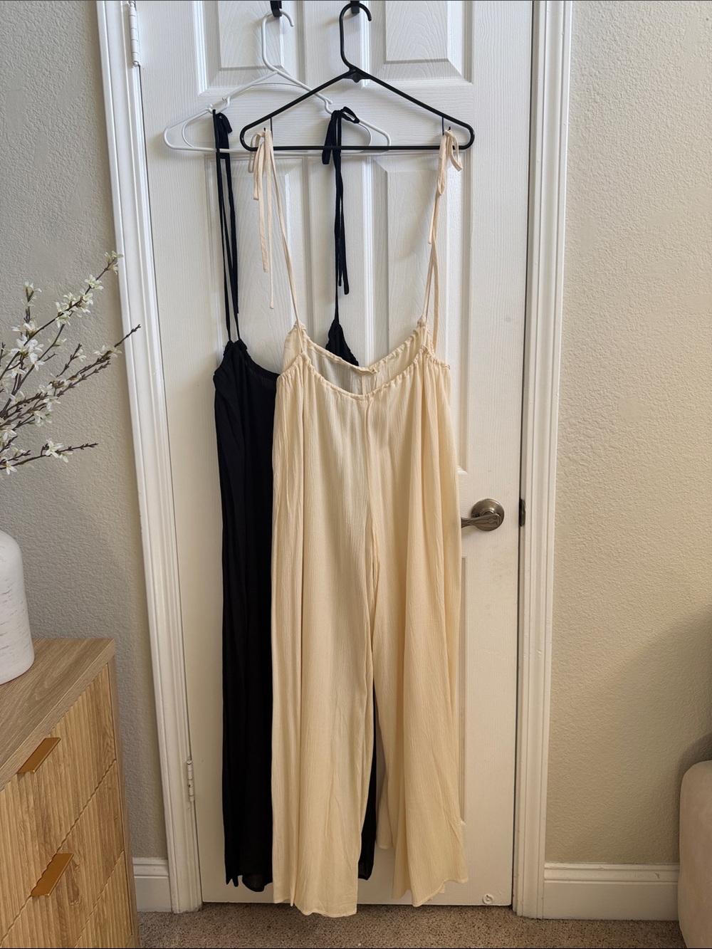 Leith Tie-Strap Wide-Leg Jumpsuit in both Cream and Black shown